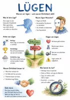 Vorschau - Arbeitsblätter - Lernposter + AB mit Fragen zum Thema "Lüge" + Lösungsblatt + Mindmap + Infografik - Deckblatt