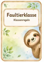Vorschau - Poster - Faultierklasse - Klassenregeln - Aushänge für Klassenregeln - Deckblatt