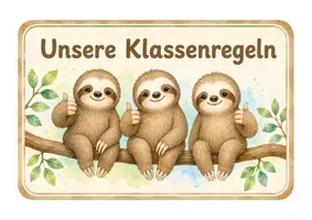 Vorschau - Poster - Faultierklasse - Klassenregeln - Aushänge für Klassenregeln - Seite 1