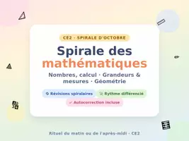 Aperçu - Feuilles d'exercices - Spirale de mathématiques CE2 - Octobre - Page de couverture
