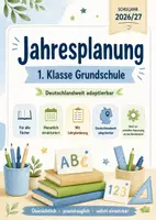 Vorschau - Lehrpläne/Lehrermaterial - Jahresplanung 1. Klasse Grundschule, Deutschland - alle Fächer adaptierbar - Deckblatt