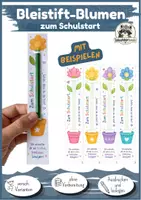 Vorschau - Mal- und Bastelvorlagen - Schulstart Geschenk für Schüler| Bleistift Blume | Willkommen im neuen Schuljahr | Grundschule (Freebie) - Deckblatt
