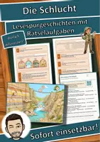 Vorschau - Arbeitsblätter - Die Schlucht – Lesespurgeschichte mit Rätselaufgaben (Klasse 8) - Deckblatt