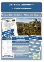 Vorschau - Unterrichtsreihen - 5-Schritt-Lesemethode Mittelalter-Rittern und Burgen differenziert Klasse 4-6 Sachtext - Deckblatt