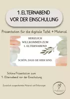 Vorschau - Präsentationen/Tafelbilder - 1. Elternabend vor der Einschulung - eine Präsentation für die digitale Tafel und eine passende Ausarbeitung - Deckblatt