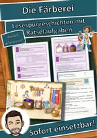 Vorschau - Arbeitsblätter - Die Färberei – Lesespurgeschichte mit Rätselaufgaben (Klasse 8) - Deckblatt