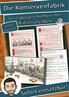 Vorschau - Arbeitsblätter - Die Konservenfabrik – Lesespurgeschichte mit Rätselaufgaben (Klasse 8) - Deckblatt