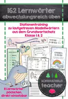 Vorschau - Unterrichtsreihen - 162 Lernwörter abwechslungsreich üben – Stationentraining zu lautgetreuen Modellwörtern aus dem Grundwortschatz Klasse 1 & 2 - Deckblatt