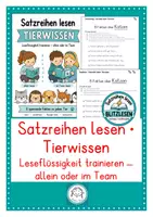 Vorschau - Arbeitsblätter - Satzreihen lesen: Tierwissen – Leseflüssigkeit & Lesetraining Grundschule - Deckblatt