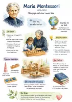Vorschau - Arbeitsblätter - Lernposter + Arbeitsblätter zum Thema "Maria Montessori" + Lösung & MP3 + Mindmap + Infografik - Deckblatt