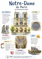 Vorschau - Arbeitsblätter - Lernposter + AB mit Fragen zum Thema "Notre Dame de Paris" + Lösungsblatt + Mindmap + Infografik - Deckblatt