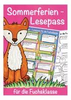 Vorschau - Mal- und Bastelvorlagen - Fuchsklasse Sommerferien - Lesepass - Deckblatt