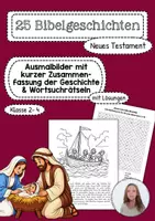 Vorschau - Arbeitsblätter - 25 Bibelgeschichten (NT): Ausmalbilder und Wortsuchrätsel - Deckblatt