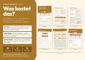 Vorschau - Unterrichtsreihen - Geld – Mathe Klasse 1/2: Was kostet das? - Deckblatt