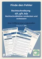 Vorschau - Unterrichtsreihen - Finde den Fehler! Rechtschreibung Verlängern (d/t, g/k, b/p) differenziert Klasse 3–6 - Deckblatt