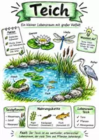 Vorschau - Arbeitsblätter - Lernposter + AB mit Fragen zum Thema "Teich" + Lösungsblatt + Mindmap + Infografik - Deckblatt