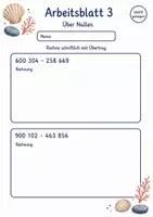 Vorschau - Arbeitsblätter - Schriftliche Subtraktion mit Übertrag | Mathematik Klasse 4 | 10 Arbeitsblätter als PDF - Seite 3