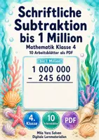 Vorschau - Arbeitsblätter - Schriftliche Subtraktion bis 1 Million | Mathematik Klasse 4 | 10 Arbeitsblätter als PDF - Deckblatt