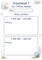 Vorschau - Arbeitsblätter - Schriftliche Subtraktion bis 1 Million | Mathematik Klasse 4 | 10 Arbeitsblätter als PDF - Seite 1