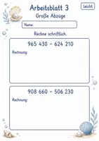 Vorschau - Arbeitsblätter - Schriftliche Subtraktion bis 1 Million | Mathematik Klasse 4 | 10 Arbeitsblätter als PDF - Seite 3