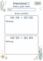 Vorschau - Arbeitsblätter - Schriftlich addieren und subtrahieren | Mathematik Klasse 4 | 10 Arbeitsblätter als PDF - Seite 1