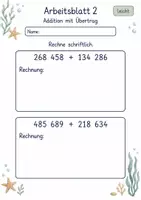 Vorschau - Arbeitsblätter - Schriftlich addieren und subtrahieren | Mathematik Klasse 4 | 10 Arbeitsblätter als PDF - Seite 2