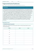 Vorschau - Arbeitsblätter - Arbeitsblatt Mathematik Klasse 10 – Trigonometrische Funktionen - Deckblatt