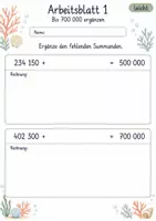 Vorschau - Arbeitsblätter - Schriftliche Ergänzungsaufgaben | Mathematik Klasse 4 | 10 Arbeitsblätter als PDF - Seite 1