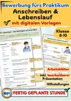Vorschau - Arbeitsblätter - Bewerbung fürs Praktikum – Anschreiben & Lebenslauf | Klasse 8–10 - Deckblatt