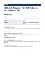 Vorschau - Klassenarbeiten - NS-Herrschaftssystem - Karl Dietrich Bracher über Staat und Partei | Klausur + EWH - Deckblatt