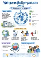 Vorschau - Arbeitsblätter - Lernposter + AB mit Fragen zum Thema "Weltgesundheitsorganisation" + Lösungsblatt + Mindmap + Infografik - Deckblatt