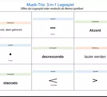 Vorschau - Spiele - Musikspiel-Trio: 3-in-1 Legespiel
Lautstärkesymbole, Dynamikzeichen und Spielweisen - Deckblatt