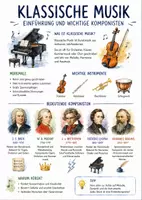 Vorschau - Arbeitsblätter - Lernposter + Arbeitsblatt "Klassische Musik - Einführung und wichtige Komponisten" + interaktive Lösung & MP3 + Mindmap + Infografik - Deckblatt