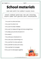 Vista previa - Hojas de trabajo - School Materials Worksheets – Core & Extended Vocabulary - Portada