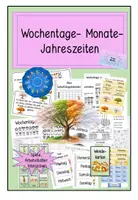 Vorschau - Arbeitsblätter - Zeit : Rund ums Jahr : Wochentage , Monate , Jahreszeiten - Deckblatt