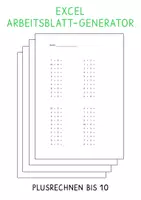 Vorschau - Arbeitsblätter - Arbeitsblatt-Generator Plusrechnen bis 10 - Deckblatt
