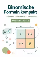 Vorschau - Arbeitsblätter - Binomische Formeln kompakt – Erkennen, Umformen, Anwenden – Mathematik, Klasse 8 - Seite 1