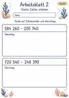 Vorschau - Arbeitsblätter - Überschlag schriftliche Subtraktion | Mathematik Klasse 4 | 10 Arbeitsblätter als PDF - Seite 2