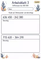 Vorschau - Arbeitsblätter - Überschlag schriftliche Subtraktion | Mathematik Klasse 4 | 10 Arbeitsblätter als PDF - Seite 3
