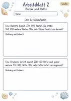 Vorschau - Arbeitsblätter - Sachaufgaben schriftliche Addition | Mathematik Klasse 4 | 10 Arbeitsblätter als PDF - Seite 2