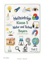 Vorschau - Merkblätter - NUT Natur und Technik Hefteinträge Klasse 5 Stoffe Materie Haut Auge Sonnenschutz Licht Farben Teil 2 - Deckblatt