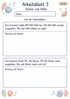 Vorschau - Arbeitsblätter - Sachaufgaben schriftliche Subtraktion | Mathematik Klasse 4 | 10 Arbeitsblätter als PDF - Seite 3