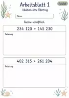 Vorschau - Arbeitsblätter - Lernzielkontrolle schriftliche Addition und Subtraktion | Mathematik Klasse 4 | 10 Arbeitsblätter als PDF - Seite 1