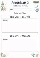 Vorschau - Arbeitsblätter - Lernzielkontrolle schriftliche Addition und Subtraktion | Mathematik Klasse 4 | 10 Arbeitsblätter als PDF - Seite 2