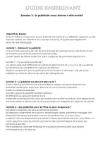 Aperçu - Préparation de séquence / Séquence complète - FES la publicité dossier 2 cycle 3 CM1 - Page 1