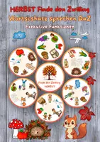 Vorschau - Stationenlernen - 🍁 Finde den Zwilling HERBST Kartenspiel picture match DaZ - Deckblatt