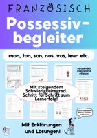 Vorschau - Arbeitsblätter - Französische Possessivbegleiter (Adjectifs possessifs) Übungen - Deckblatt