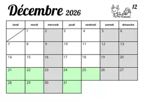 Aperçu - Affichage - Calendrier de classe 2026-2027 - Page 3