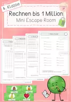 Vorschau - Arbeitsblätter - Rechnen bis 1 Million - 4. Klasse - Mini Escape Room - Deckblatt