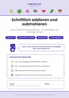 Vorschau - Arbeitsblätter - Mathe Klasse 3/4: Schriftlich addieren und subtrahieren - Seite 1
